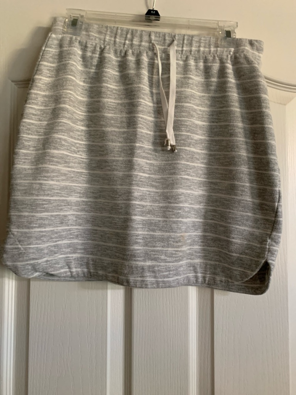 Casual Gray Striped Drawstring Mini Skirt